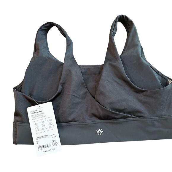 Athleta Breathe Longline Sports Bra A-C Cups Black Sand Matte Sheen L - Picture 5 of 8
